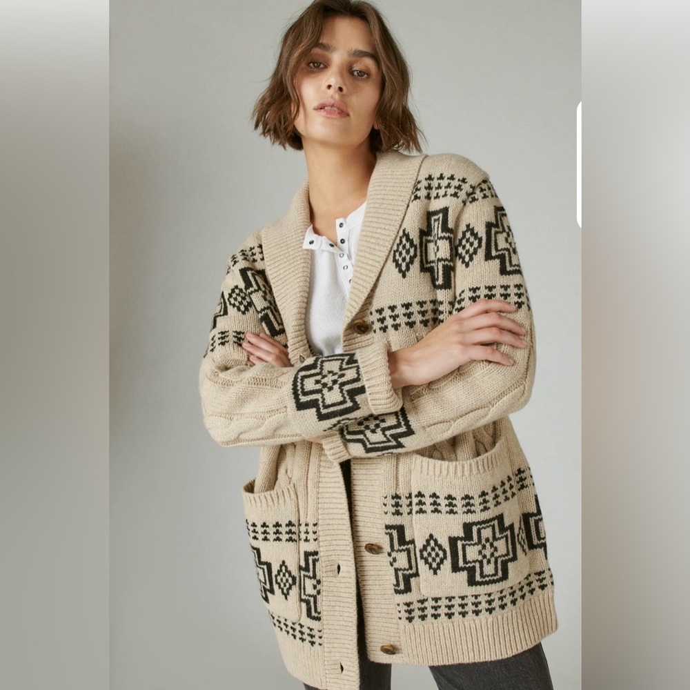 Iconic Pendleton Harding Lambswool Cable Cardigan… - image 1